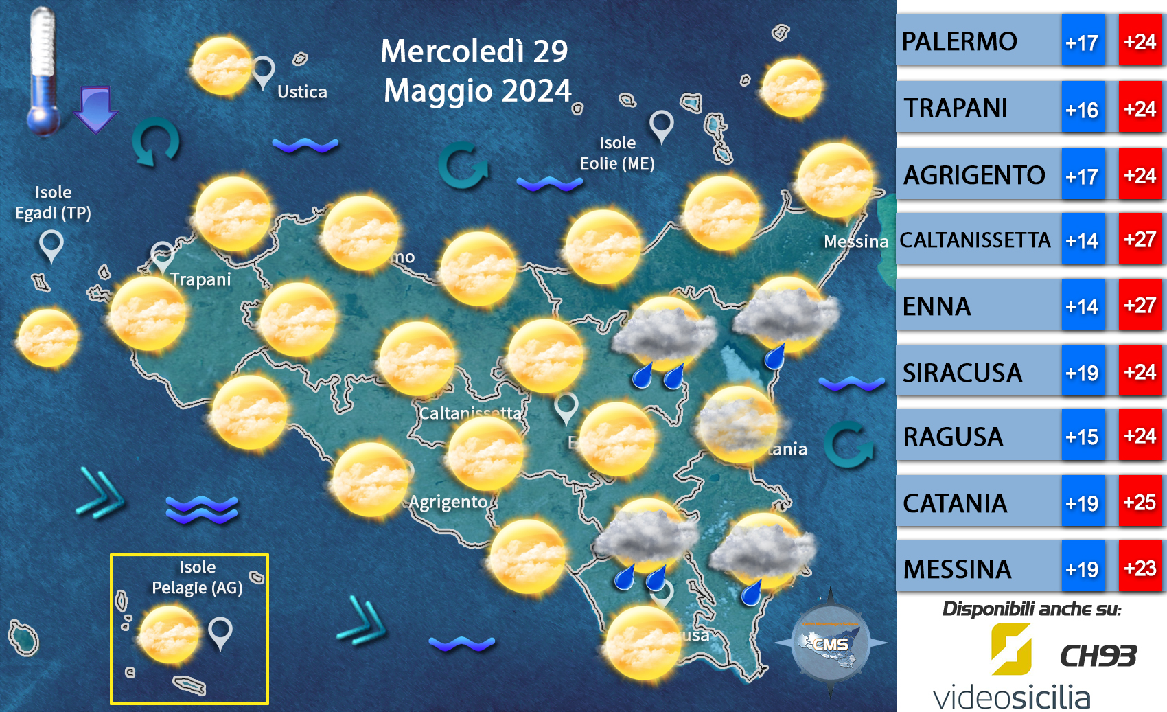 Previsioni per Mercoledì 29 Maggio 2024 Centro Meteorologico Siciliano